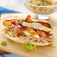 Chicken & Bacon Burger With Avocado Slaw