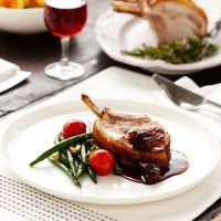 Fennel Roasted Pork Rack with Port and Fig Sauce