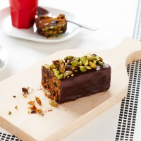 Chocolate and pistachio Christmas Cake Log