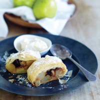 Packham Pear and Cinnamon Strudel with Vanilla Bean Ice Cream