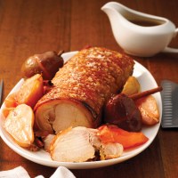 Rolled Loin with Quince and Glazed Pears