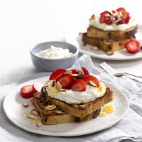 Honeyed Ricotta on Fruit Bread with Strawberries