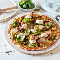 Ham, Olive, Asparagus and Ricotta Pizza