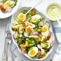 Smashed Potato & Egg Salad with Green Goddess Mayonnaise