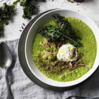 Split Pea and Smoked Ham Soup with Kale Chips