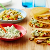 Chicken Tacos with Feta Salsa and Avocado Smash