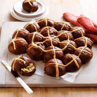 Triple chocolate hot cross bun pull apart