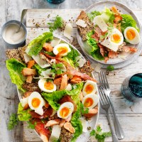 Caesar Salad with Hot Smoked Salmon