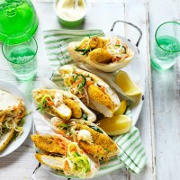 Lemon and Pepper Chicken, Zucchini Slaw Pitas