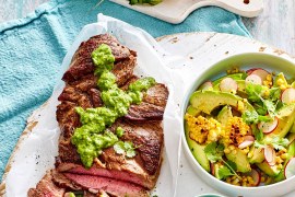 BBQ Lamb with Avocado Chimichurri Dressing