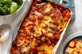 Cheesy Polenta Sausage Bake