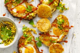 Cheesy Egg in the Hole with Corn Salsa