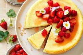 Baked Vanilla Cheesecake with Berry Compote