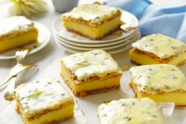 Classic Vanilla Slice with Passionfruit Icing