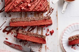 Red Velvet Flummery Crackle Slice