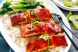 Honey Sriracha Salmon with Sesame Rice