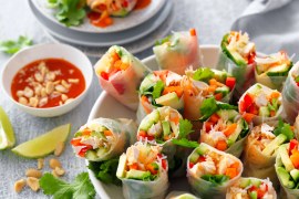 Shredded Chicken Rice Paper Rolls with Sweet Chilli Sauce