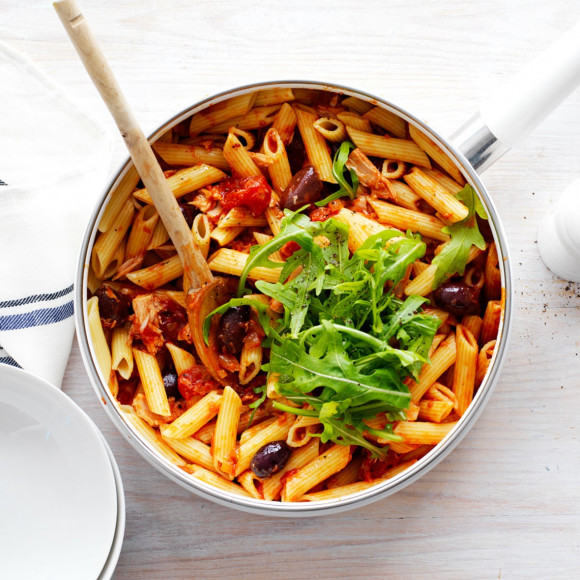 Tuna, Rocket And Olive Penne Recipe