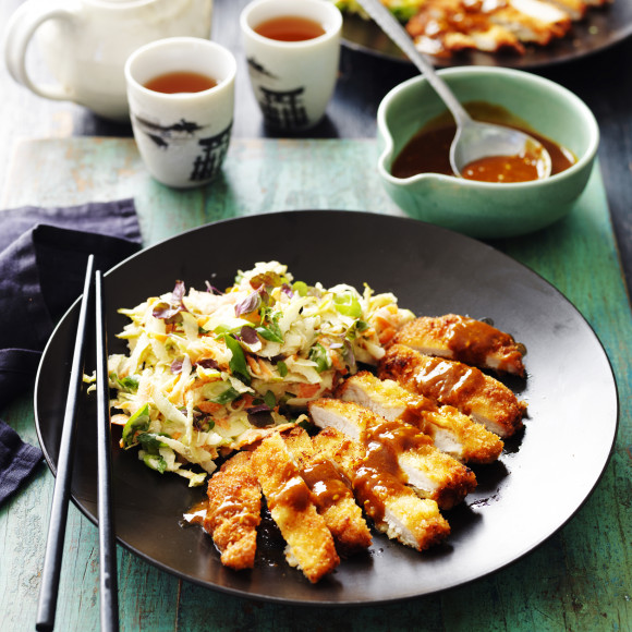 Katsu Pork with Pear and Carrot Slaw