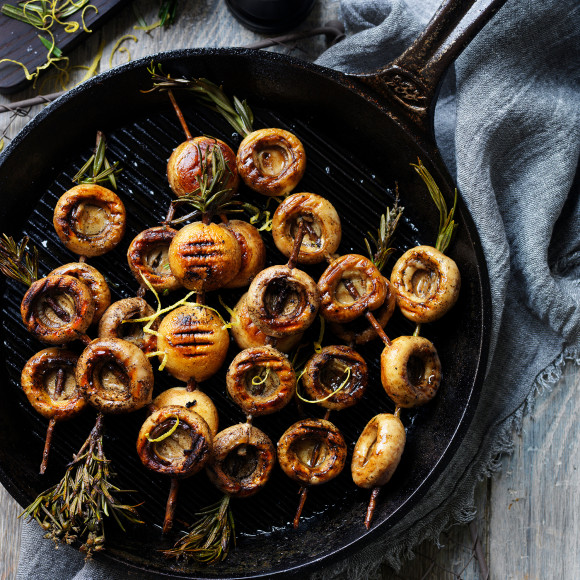 BBQ Mushroom Skewers with Rosemary Gremolata