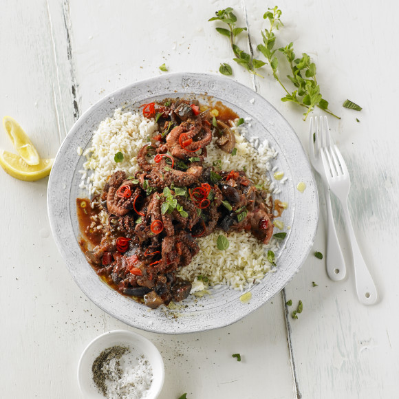 Baby octopus, Tomato, Chilli