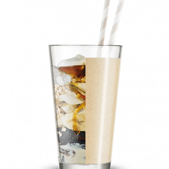 Quick peanut butter and honey smoothie recipe blended with Breville Boss to Go