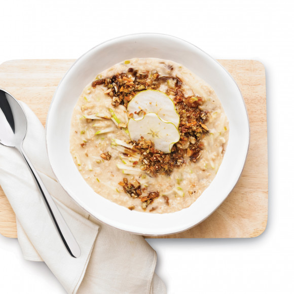 Date and Apple Oatmeal with Coconut Granola Topping
