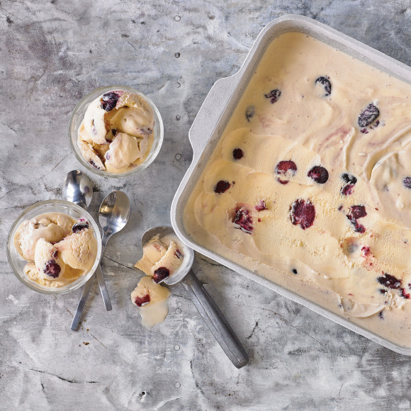 Smoked Bourbon Cherry Ice Cream