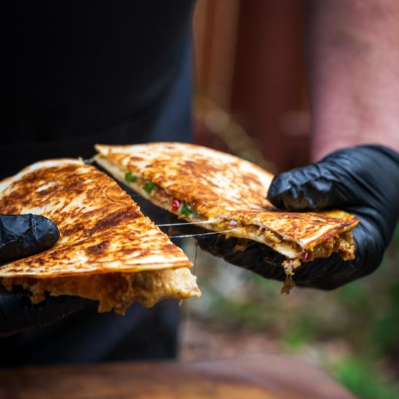 Cheesy Carolina Pork Quesadillas