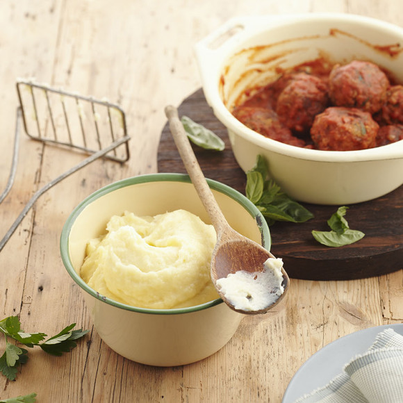 Italian Meatballs with Cheesy Parsnip Mash