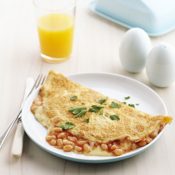 Cheese Omelette with Texan Baked Beans