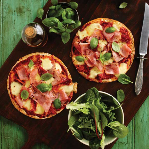Ham and Bocconcini Tostadas