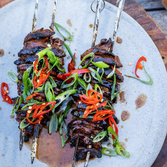 Chinese BBQ duck skewers