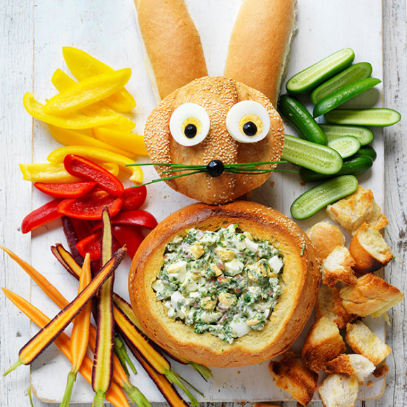 Easy Egg Salad turned into Easter Bunny Cob