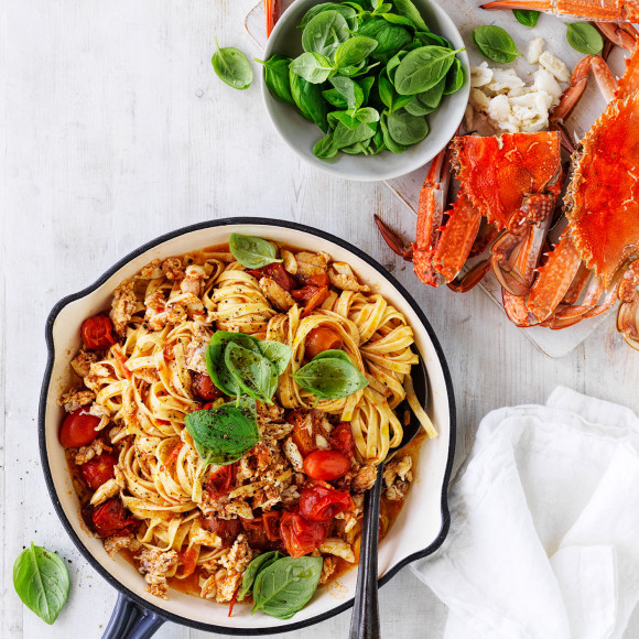 Crab linguine with chilli recipe