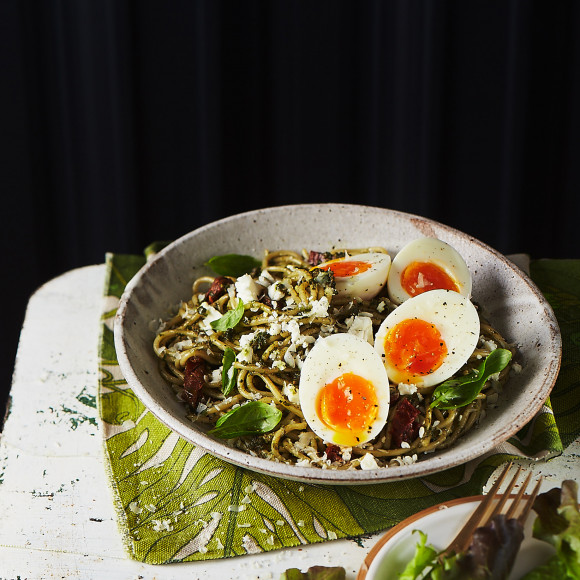 Pesto Pasta with Eggs