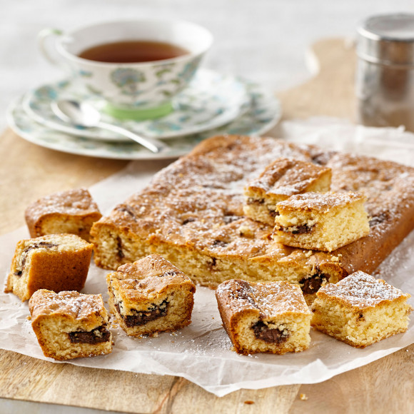 Chocolate and Coconut Slice with Crunchy Hazelnut Swirl