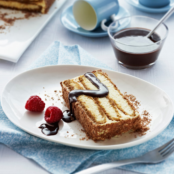 Tiramisu Gateau with Mocha Sauce