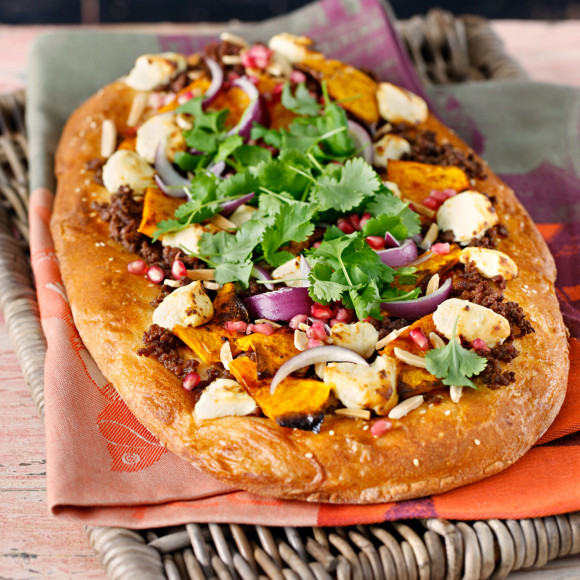 Moroccan Lamb and Pumpkin Pizzas