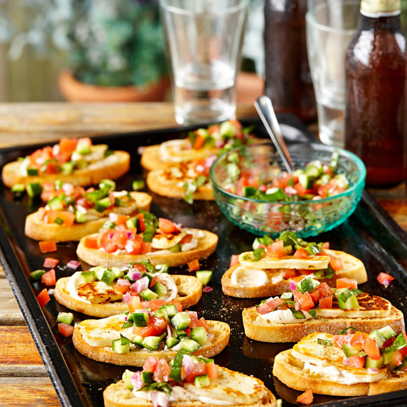 Grilled Haloumi Bruschetta