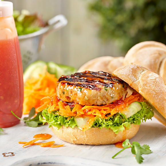 Peanut Butter Satay Chicken Burgers