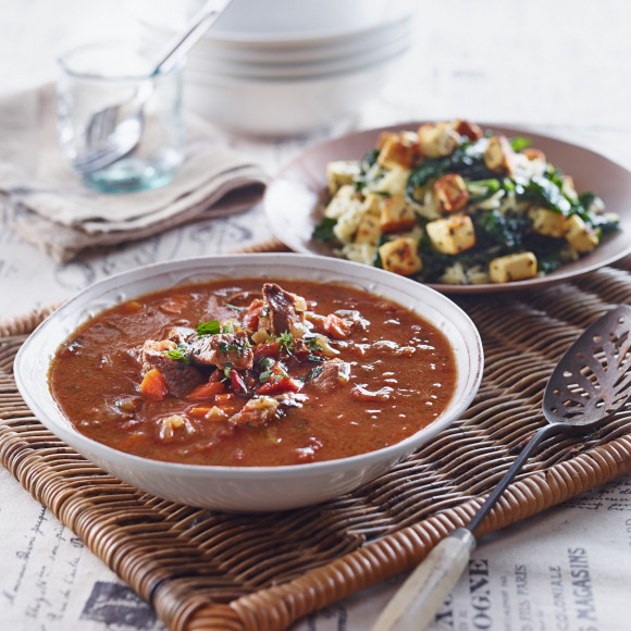 Greek Lamb with Baked PHILLY and Risoni