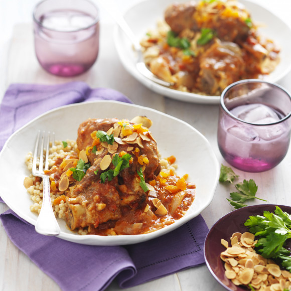 Lamb Shank Tagine with Pearl Cous Cous