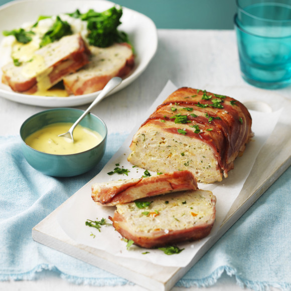 Chicken Meatloaf Wrapped in Streaky Bacon