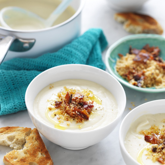Cream of Cauliflower Soup with Garlic Crumbs