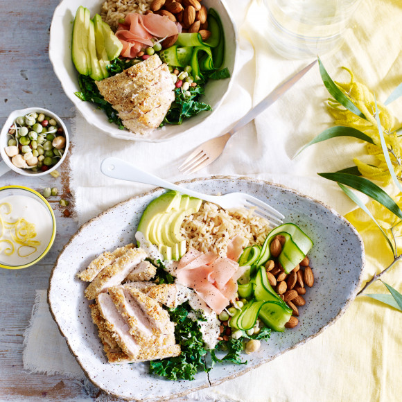 Sesame Chicken and Brown Rice Salad Bowl