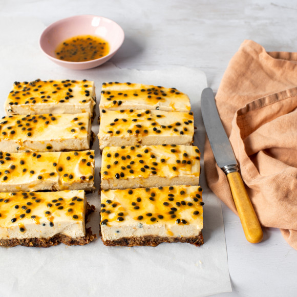 Dairy Free, sugar free Mango and Passionfruit Bars