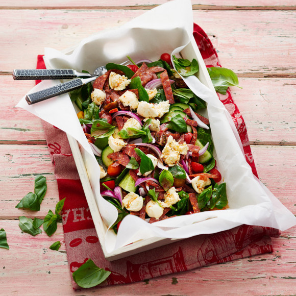 Mediterranean Bocconcini and Salami Salad