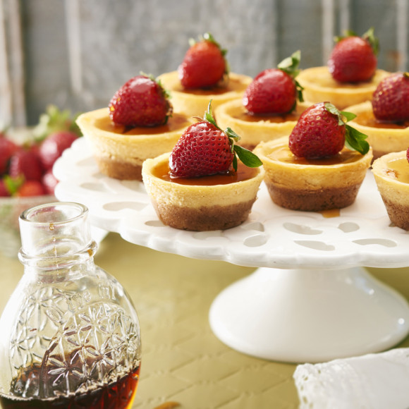 Mini Maple Cheesecake recipe with strawberries