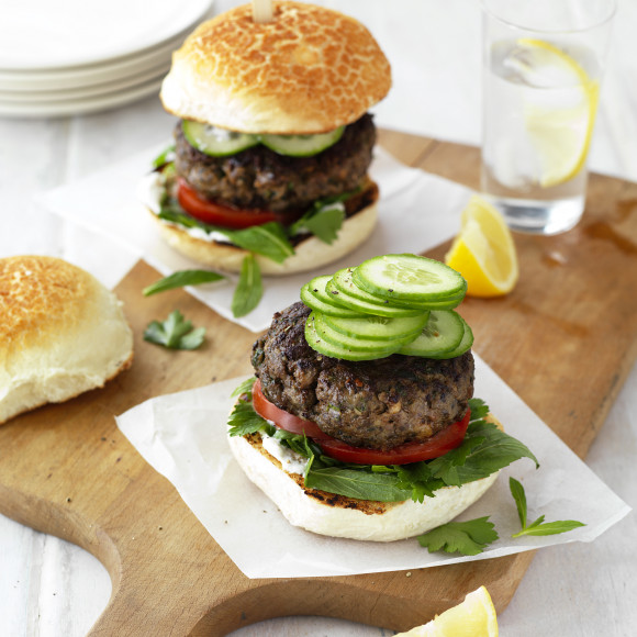 Greek Lamb and Portabella Mushroom Burgers